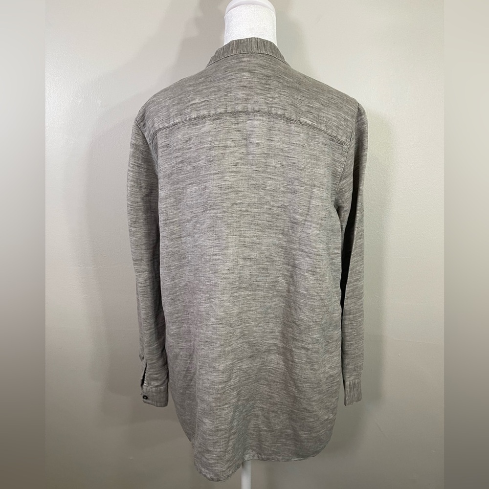 J Jill Womens Med Popover Tunic Shirt Gray Heather L-Sleeve Tencel Linen - Picture 4 of 9